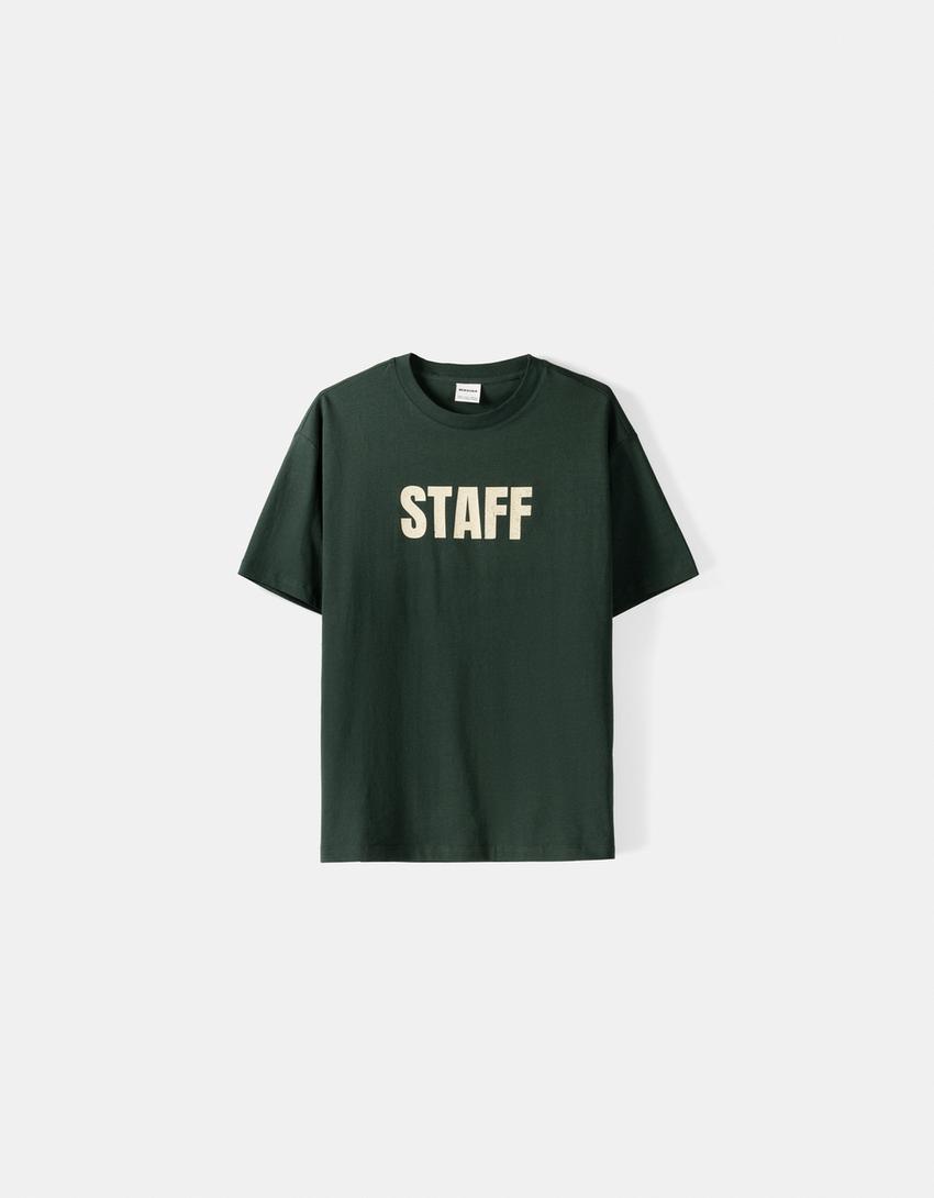 T-shirt manches courtes boxy fit imprimé varsity-Vert-4