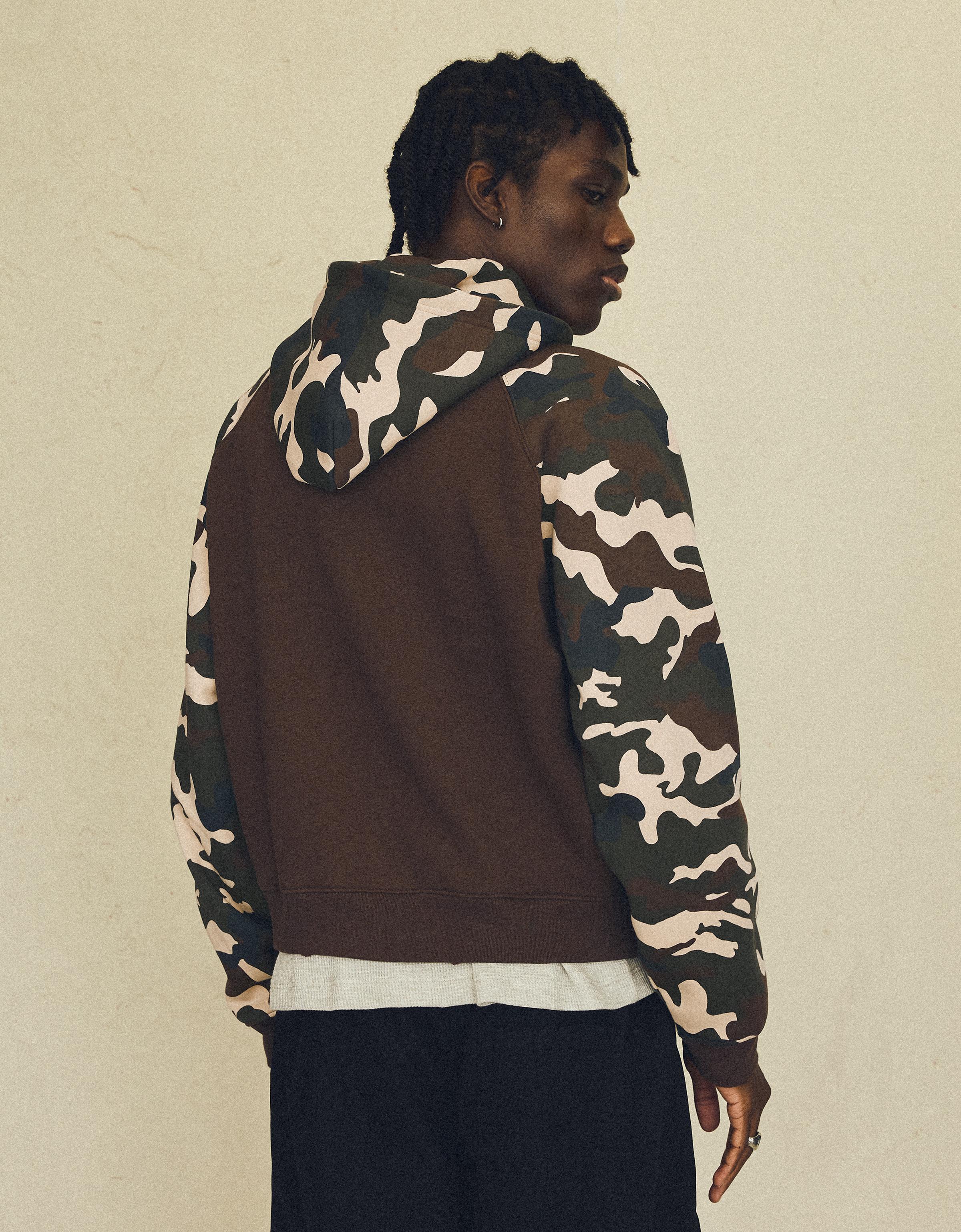 Raglan print hoodie — Khaki