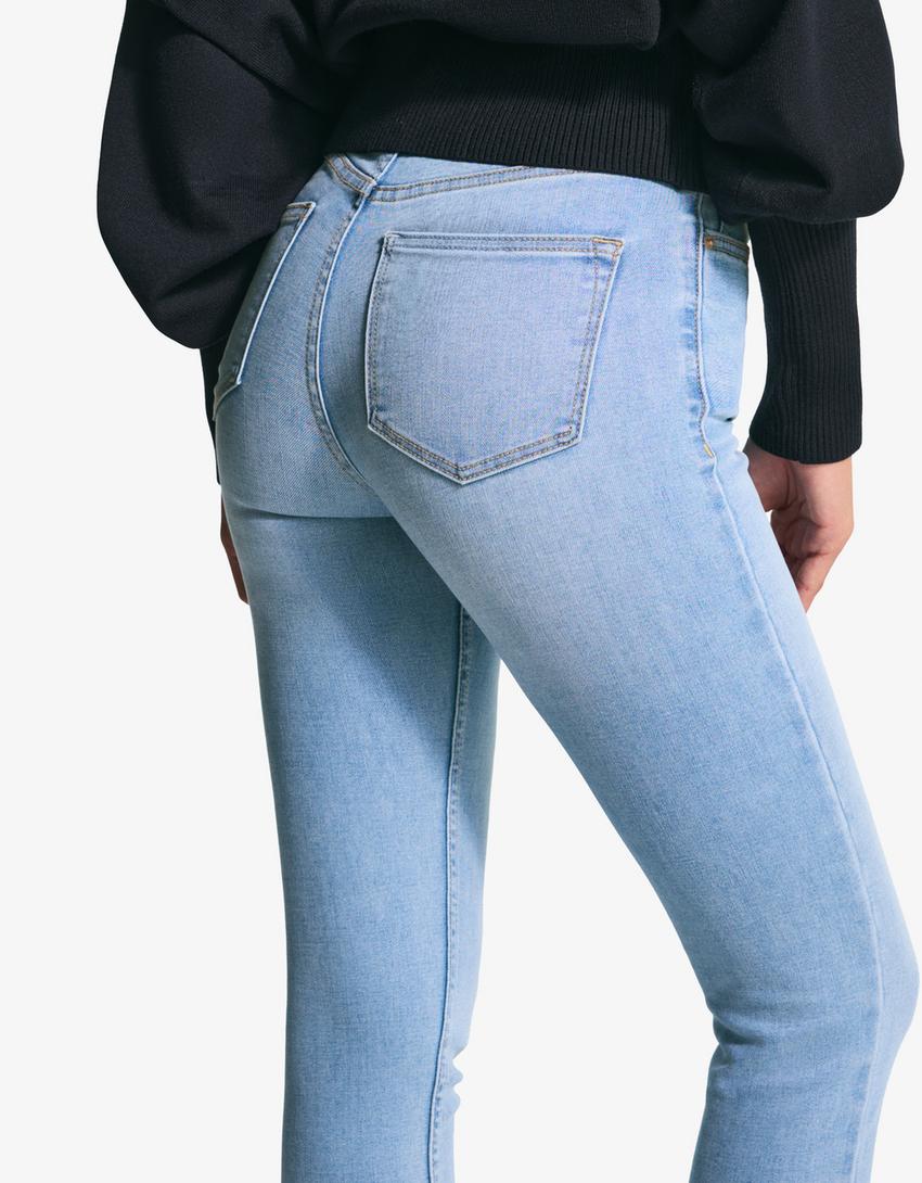 Super high-waist soft skinny jeans-Light blue