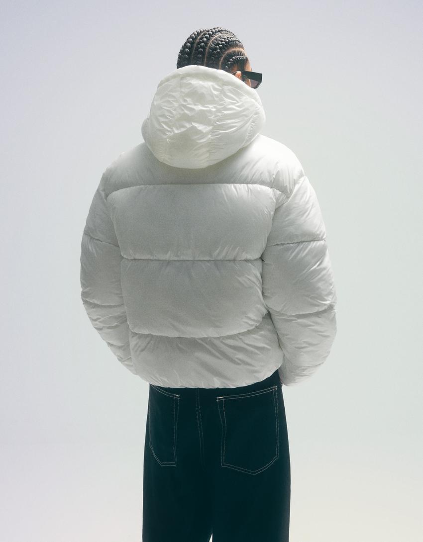 Puffy-Jacke mit Kapuze-Weiss