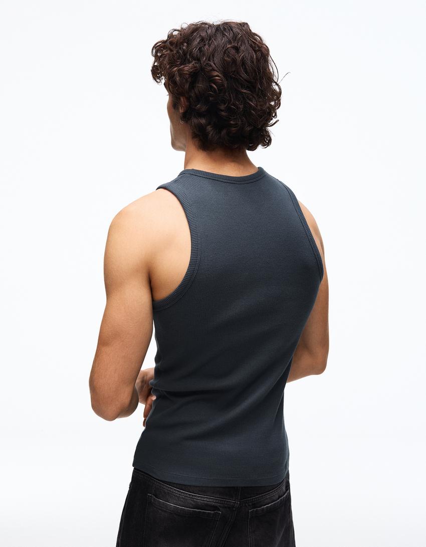 Prsluk mrežaste teksture sa dezenom-Plava