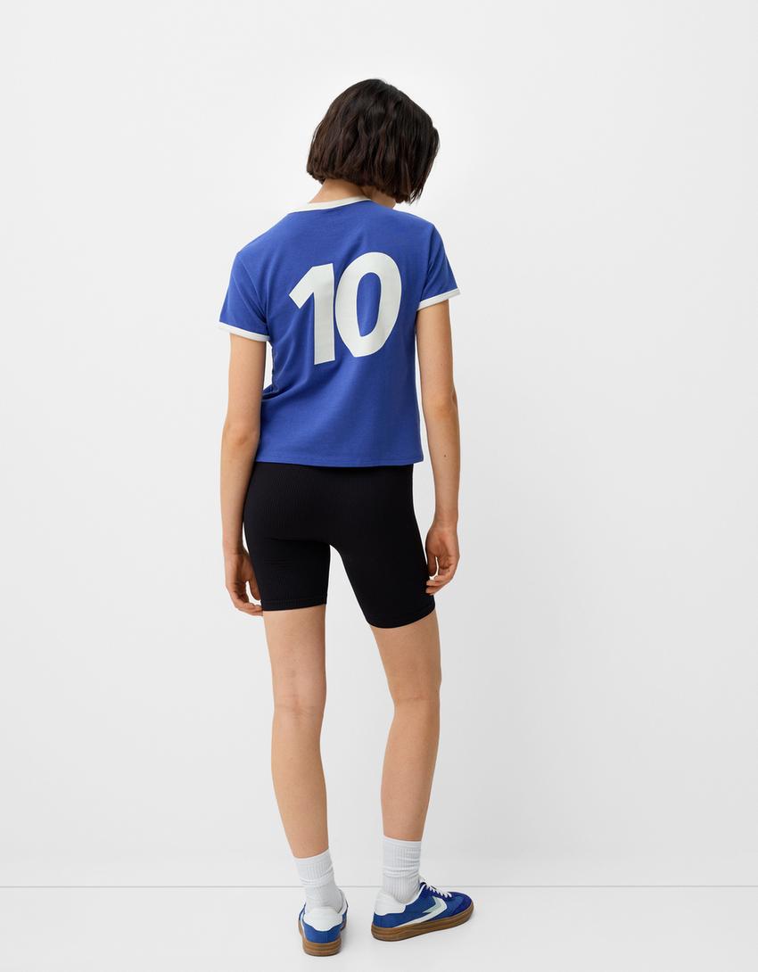 Short sleeve sports T-shirt with contrast detail-Dark blue-1
