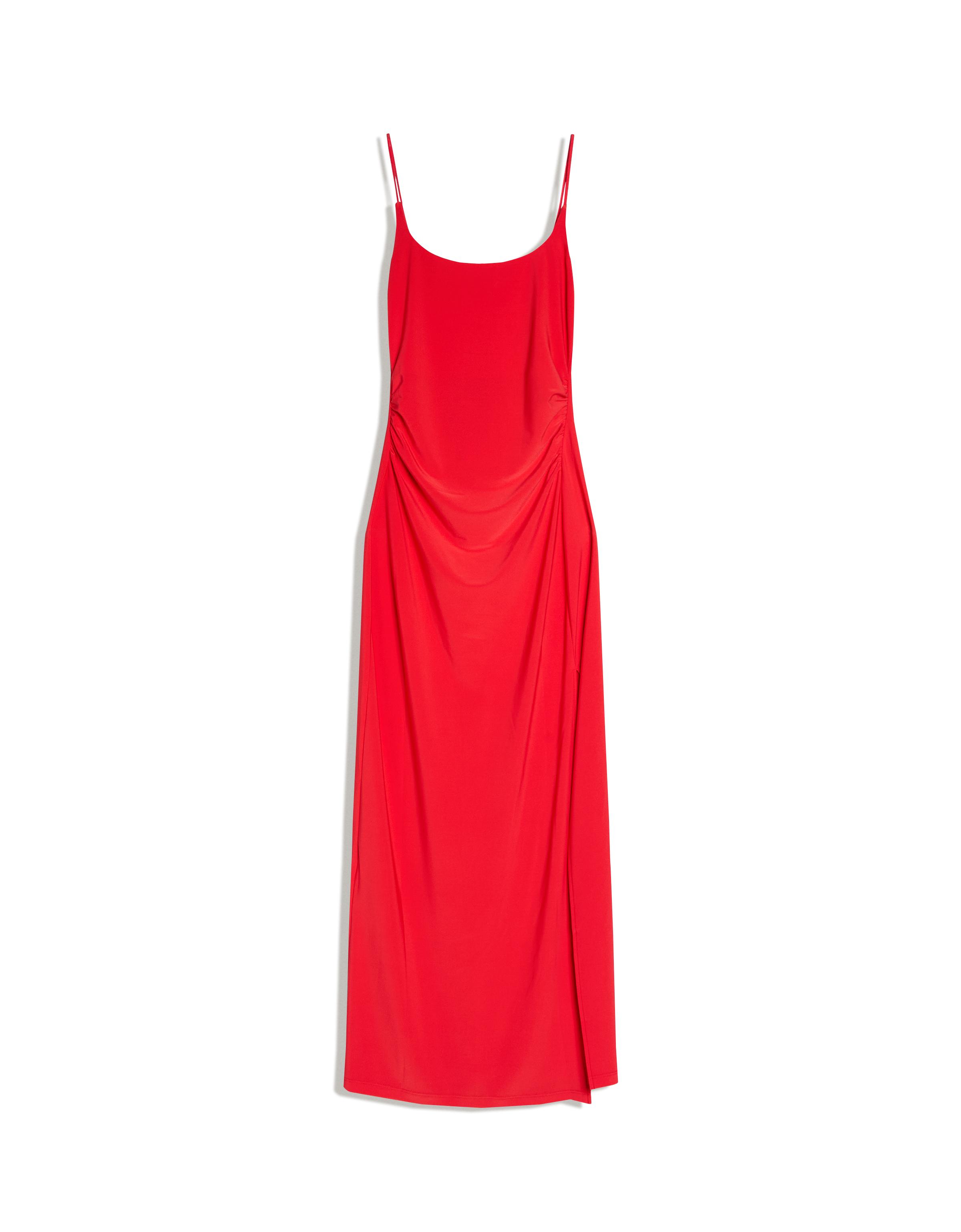 Ruched strap midi dress