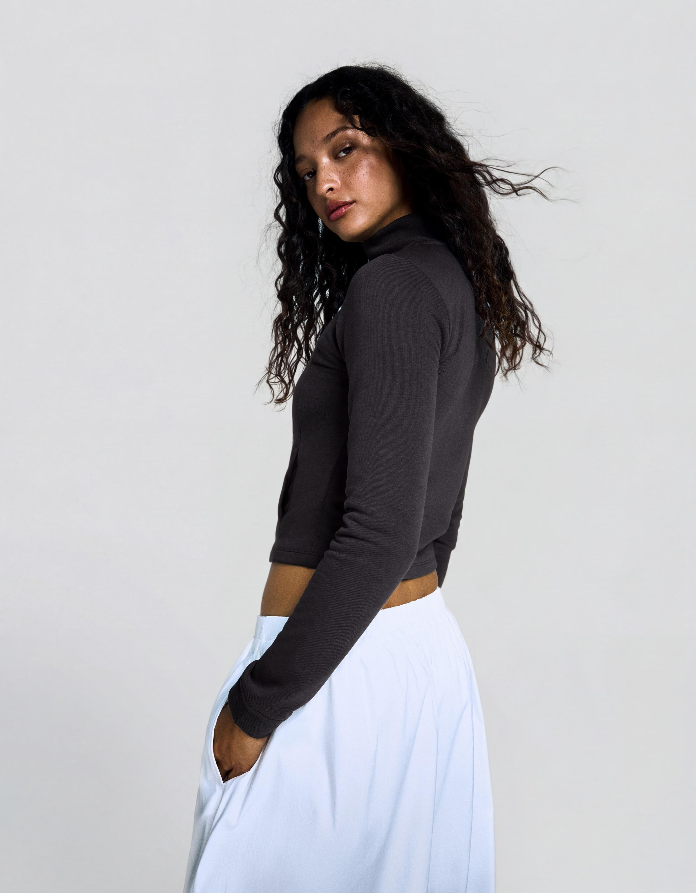 Dar kesim grafik desenli ceket - Görsel 23