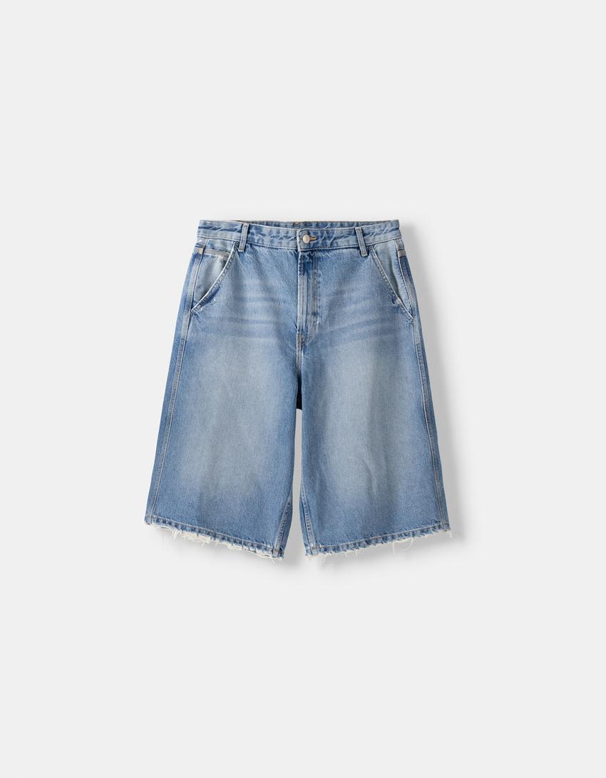 Calções bermuda denim Skater-Azul lavado-5