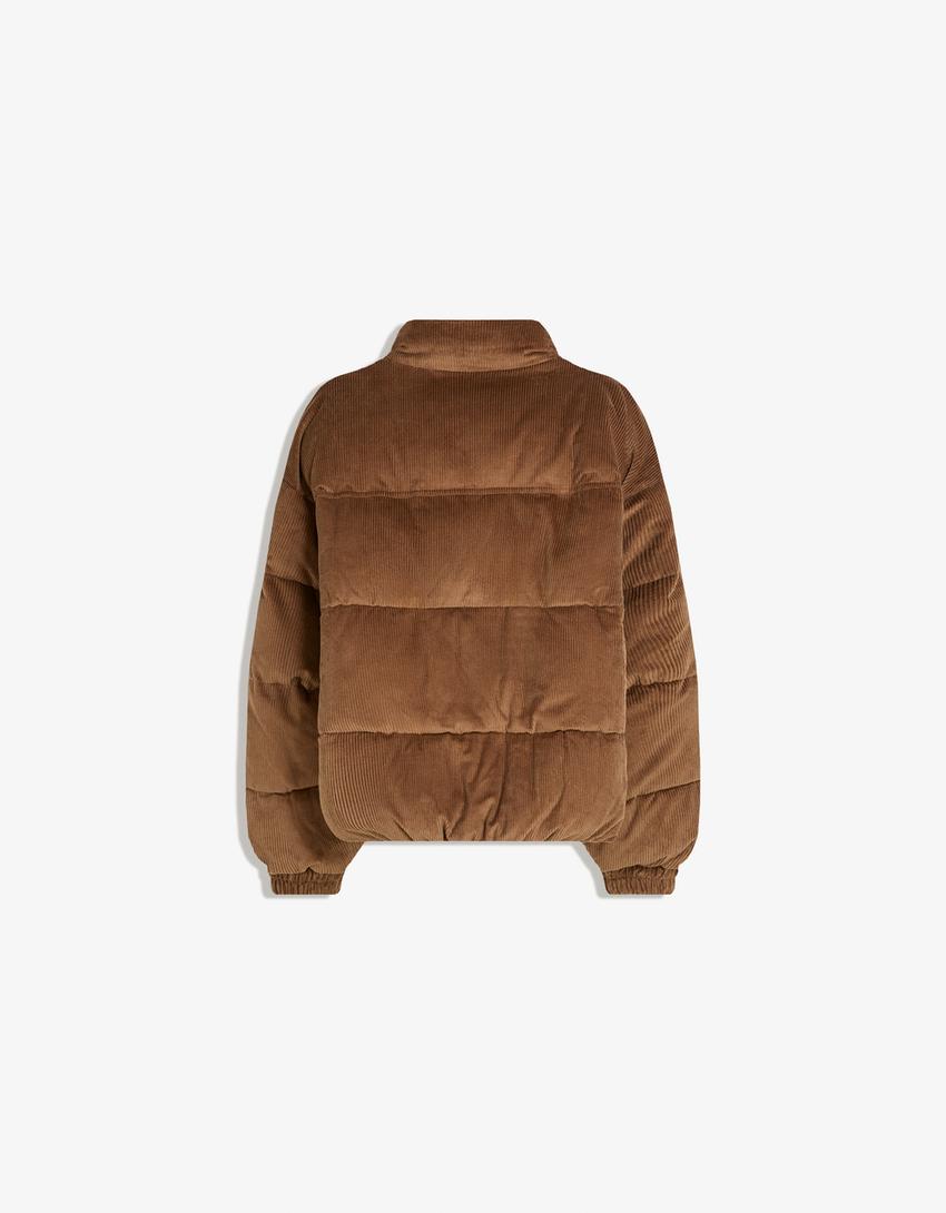 Corduroy puffer jacket-Brown