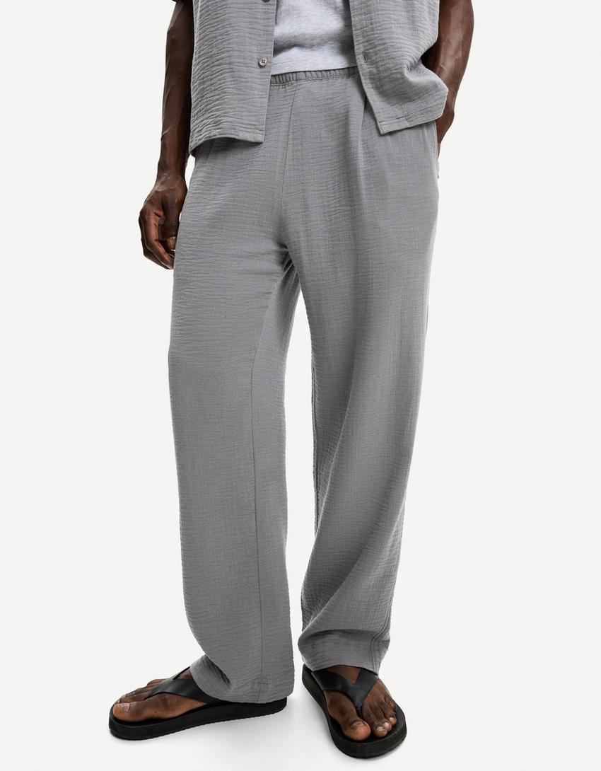 Wide-leg trousers-Dark grey-2