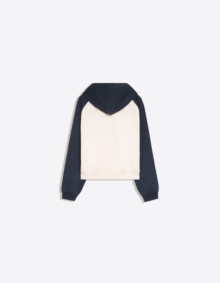 Plush zip-up hoodie-Navy