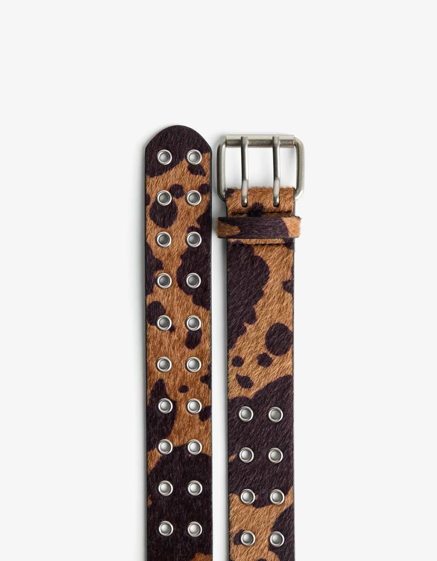 Cinturón animal print-Marrón