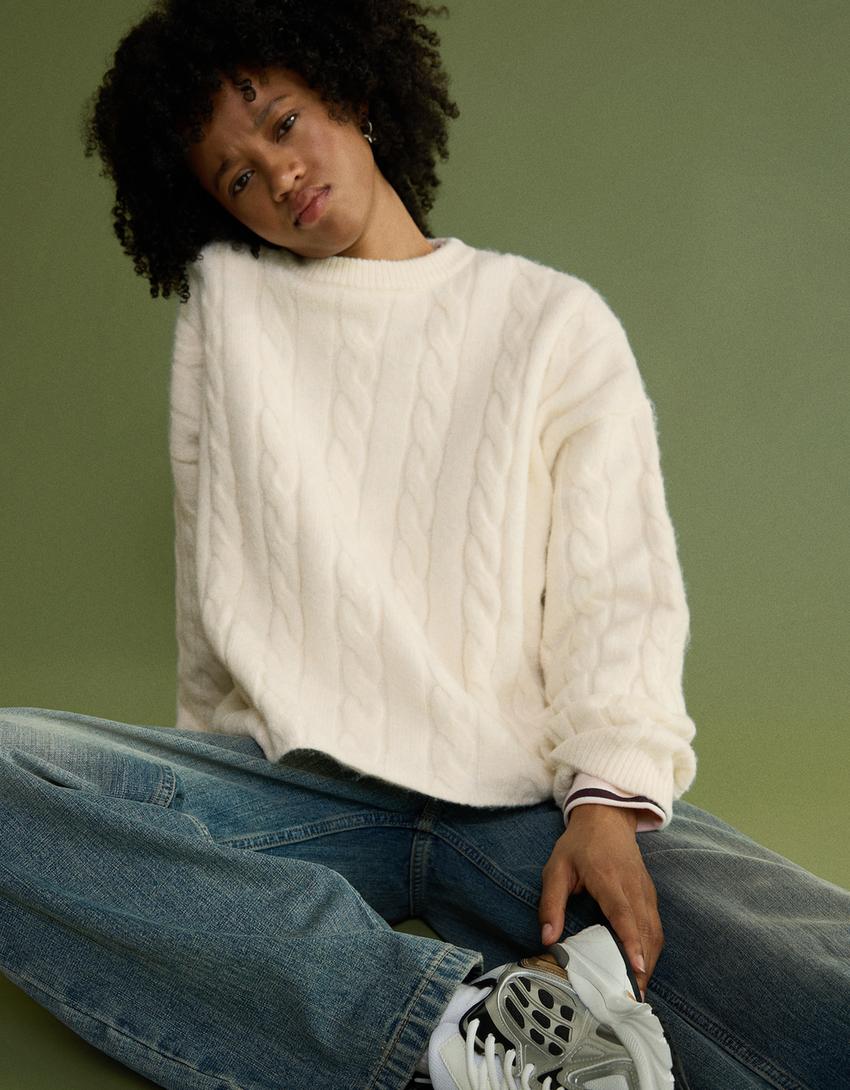 Braided jumper-Cream