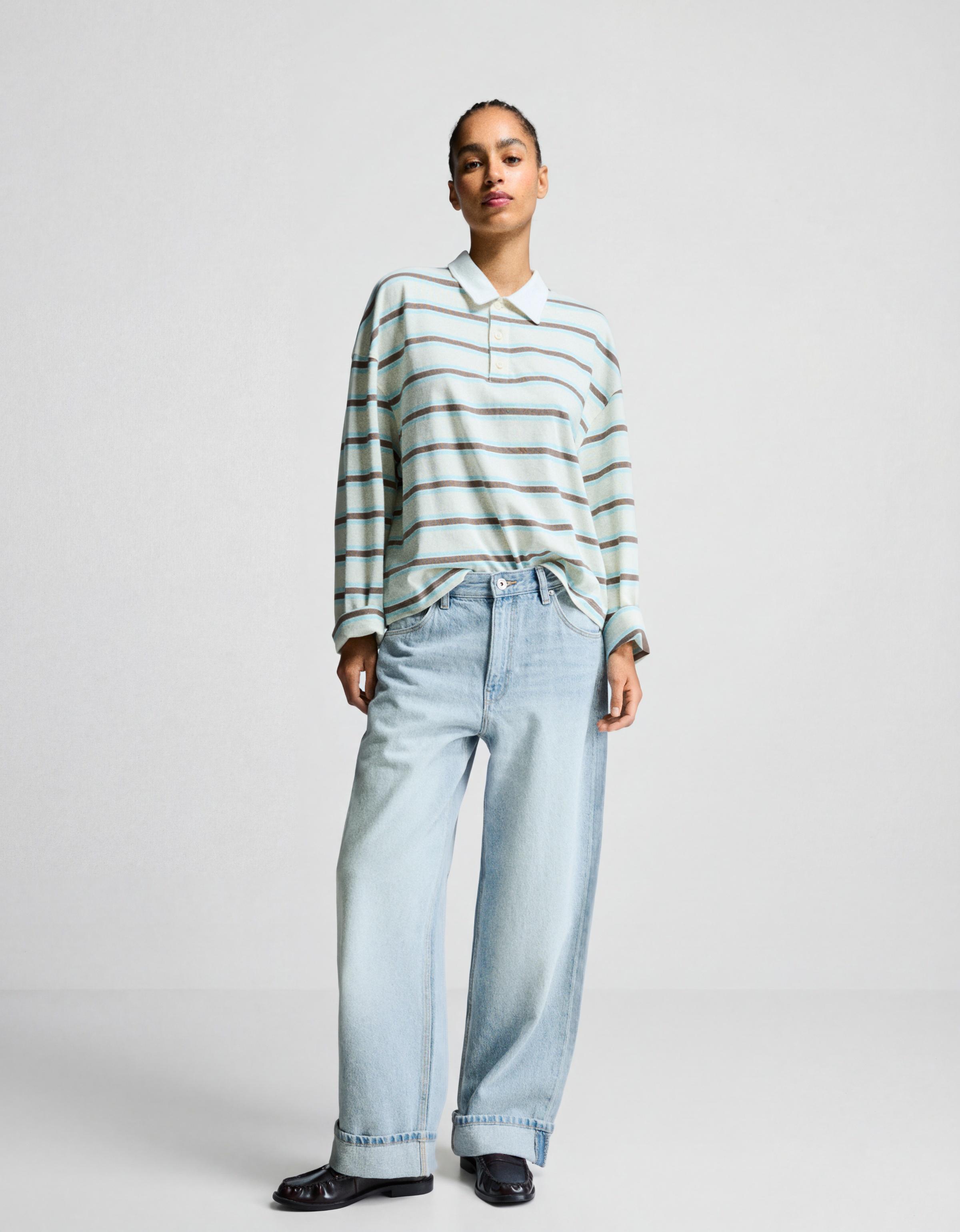 Düşük bel paça detaylı baggy fit jean - Görsel 16