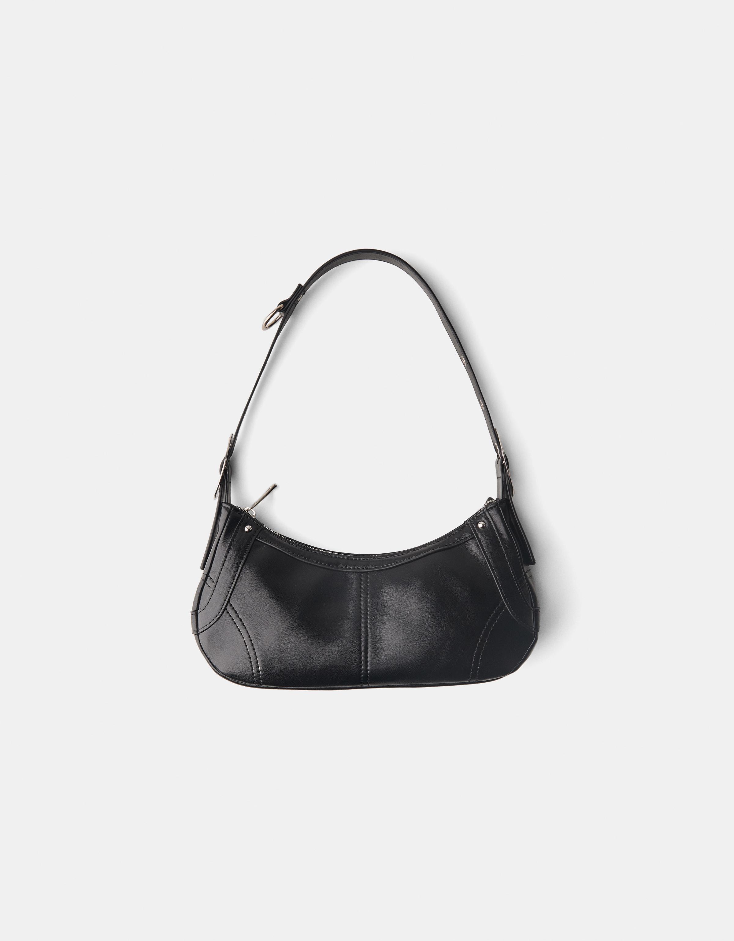 Bershka Schultertasche Mit Steppnähten Damen Schwarz