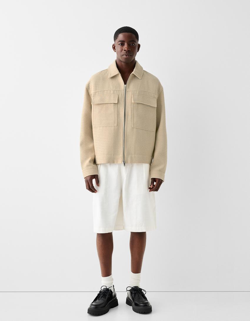 جاكيت بجيوب من نسيج ريفي-رملي-3