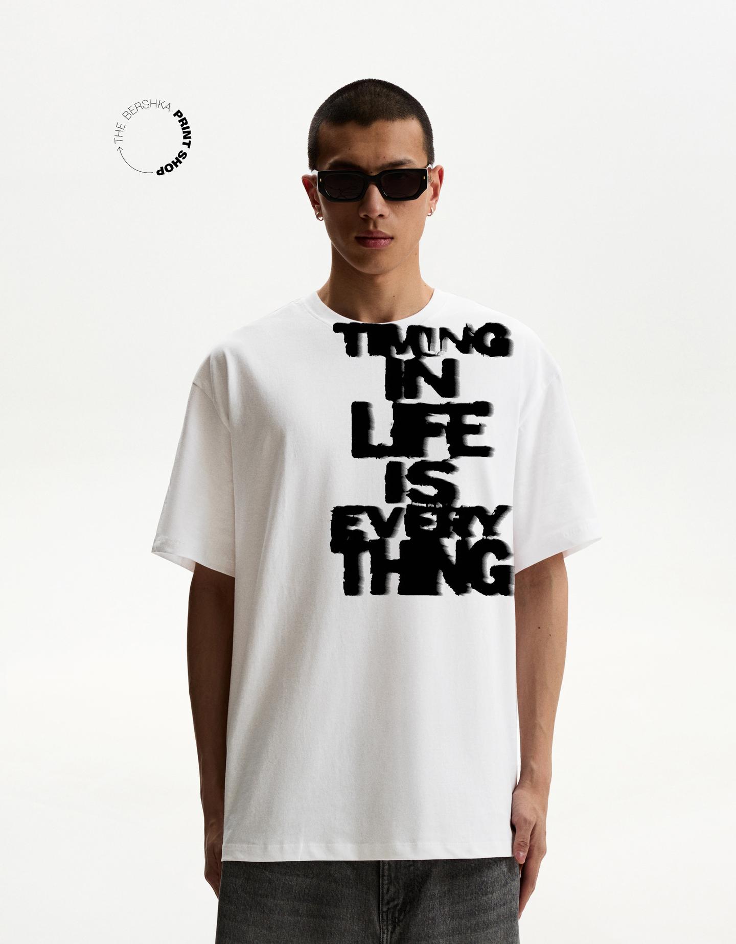 Bershka Maglietta Maniche Corte Stampa Uomo S Bianco Recommend