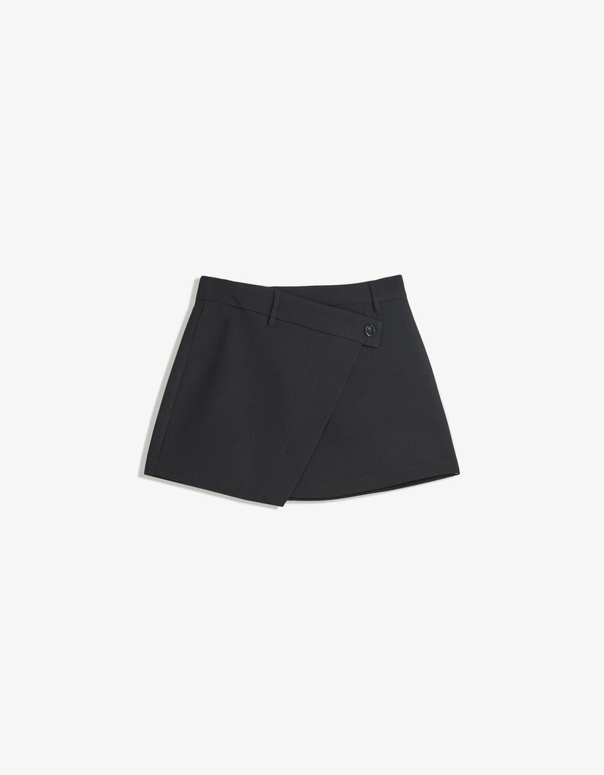 Minijupe taille croisée-Noir-0