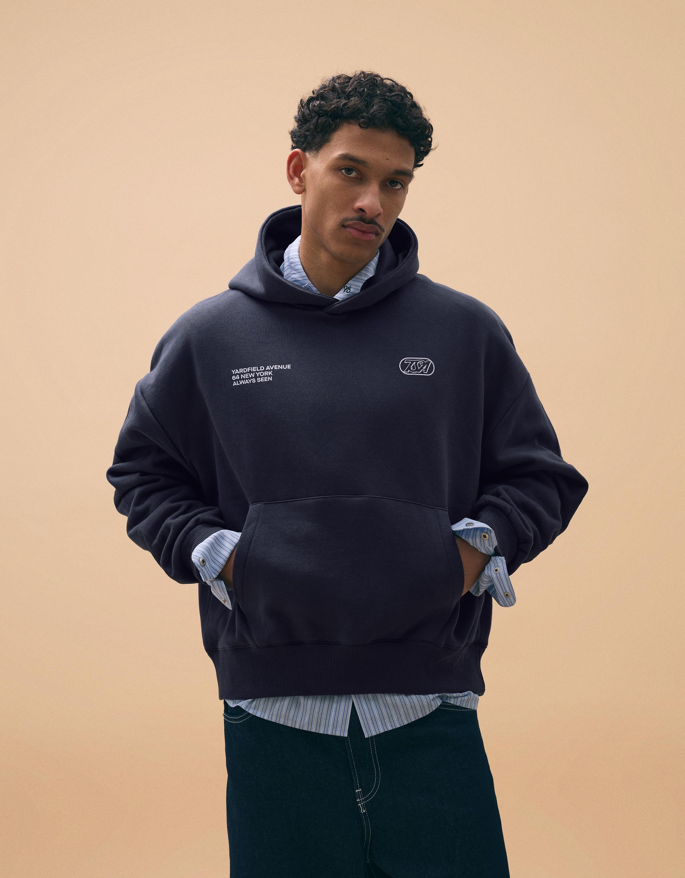 Nakışlı boxy fit kapüşonlu sweatshirt