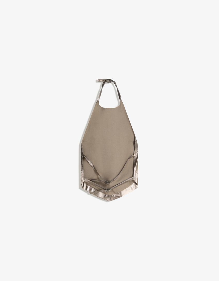 Leather effect halter top-Silver