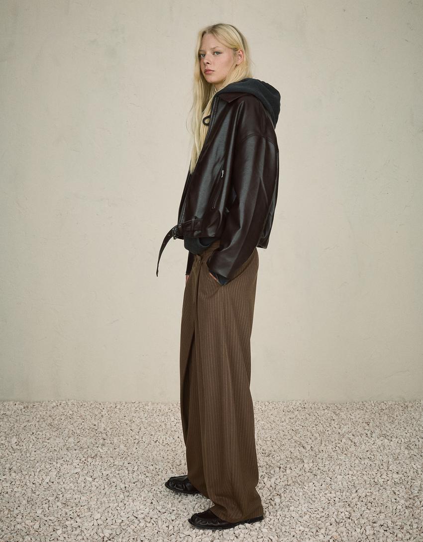 Pantalons tailored fit-Marró