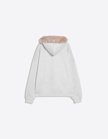 Oversize fur hood sweatshirt — Grey 5