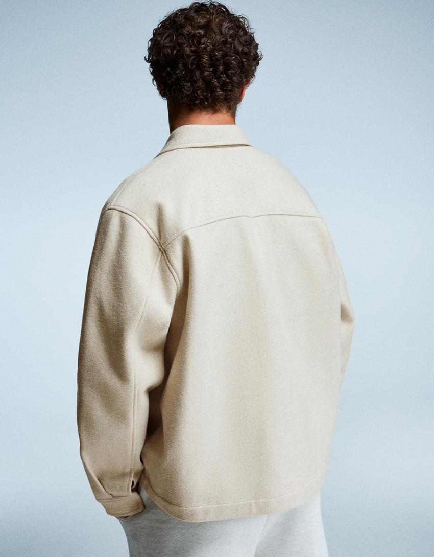 Boxy flanellen overshirt-Zand