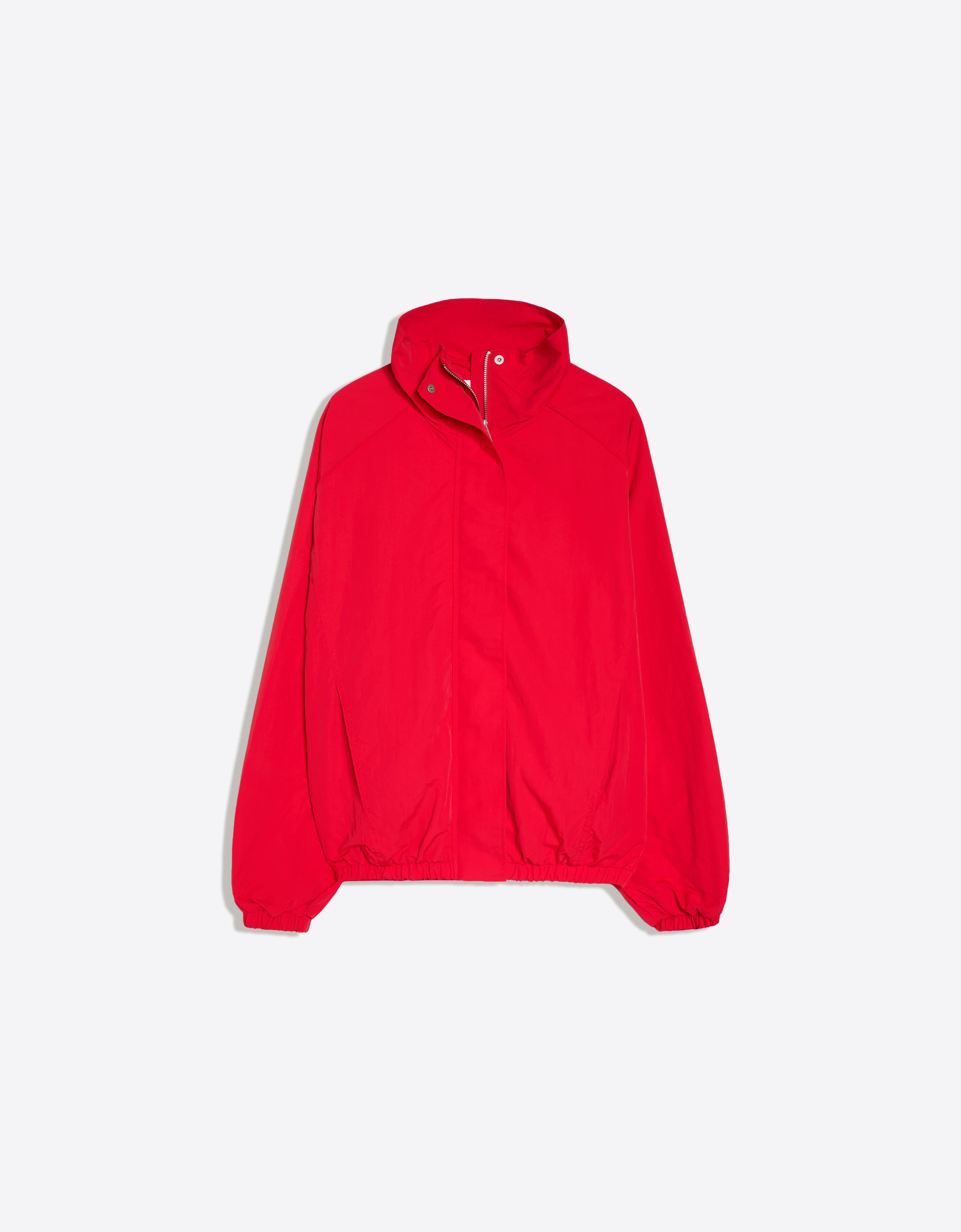 Oversize nylon batwing sleeve jacket — Red