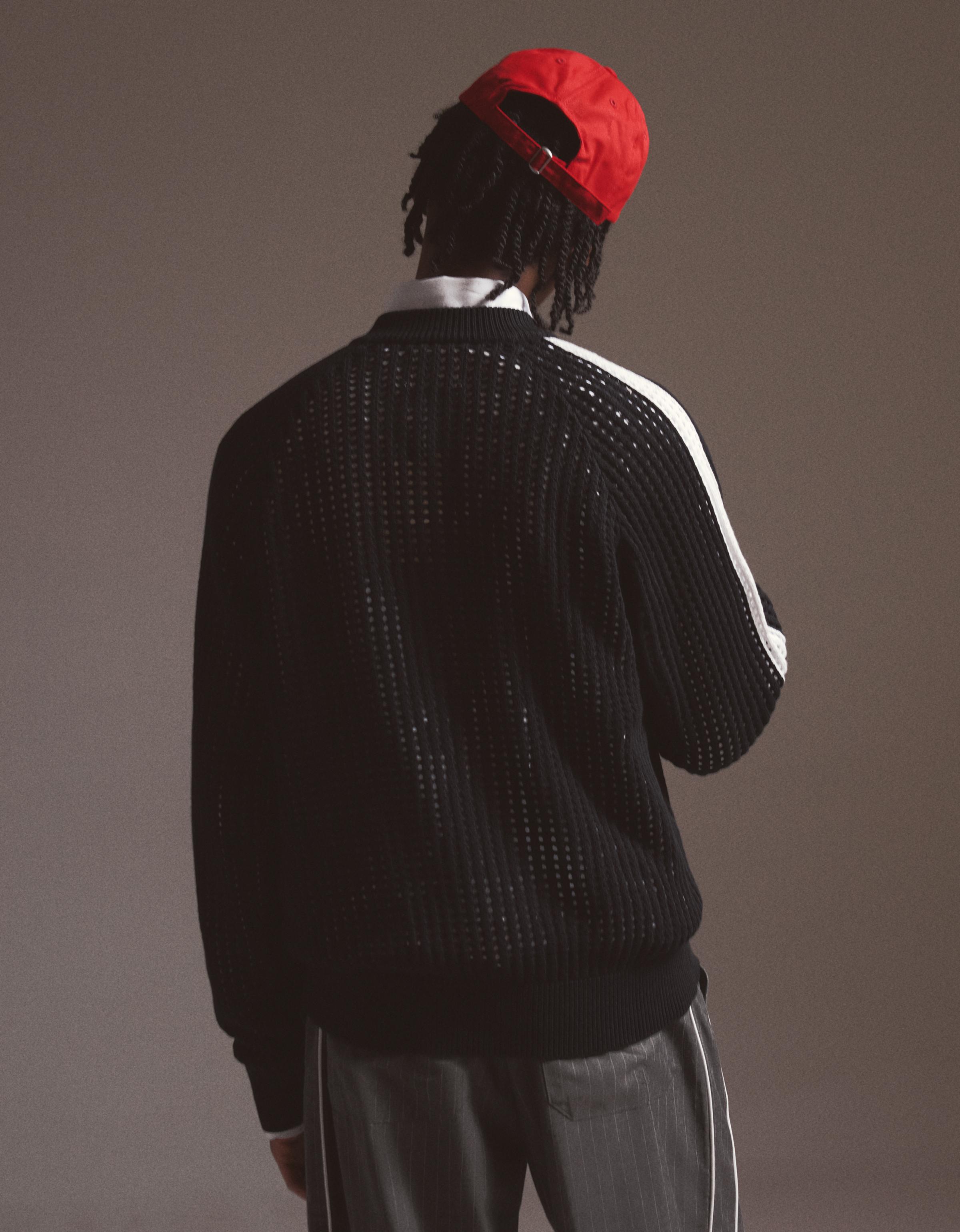 Retro mesh zip-up jacket — Black