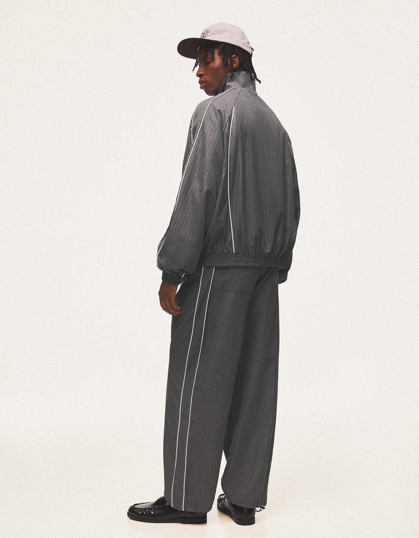Pinstripe joggers-Grey Marl