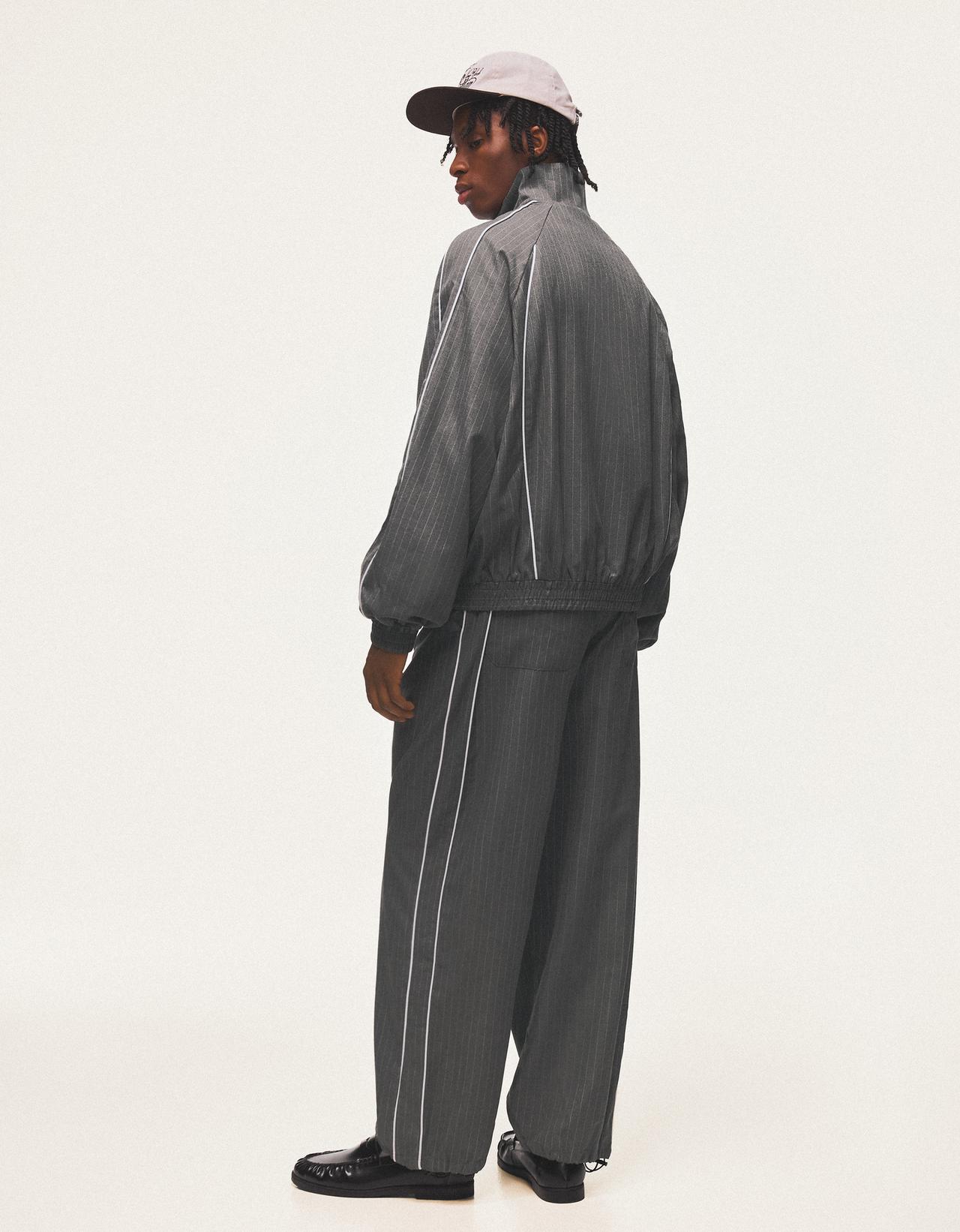 Pinstripe joggers — Mixed gray