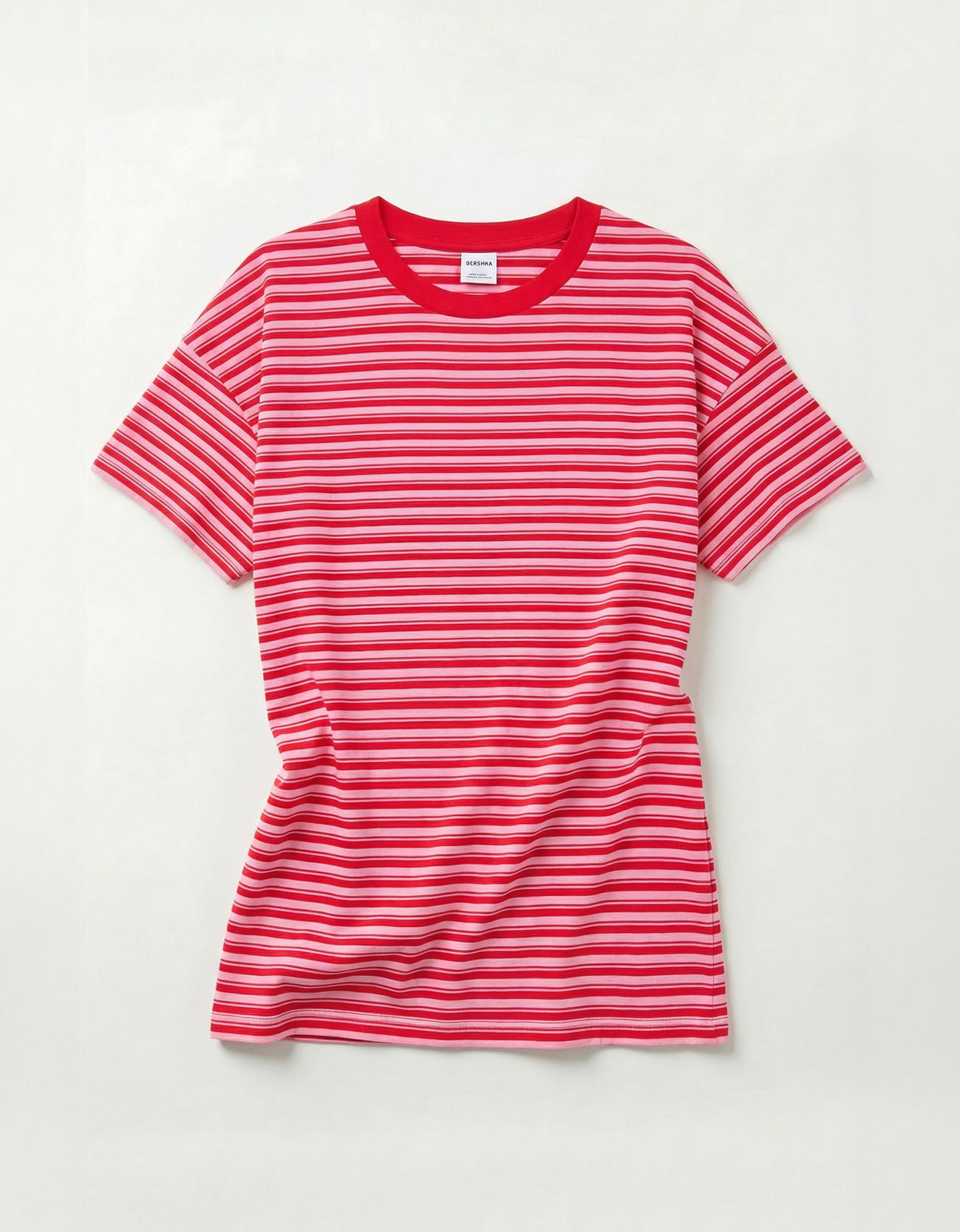 Boxy fit striped T-shirt — Pink