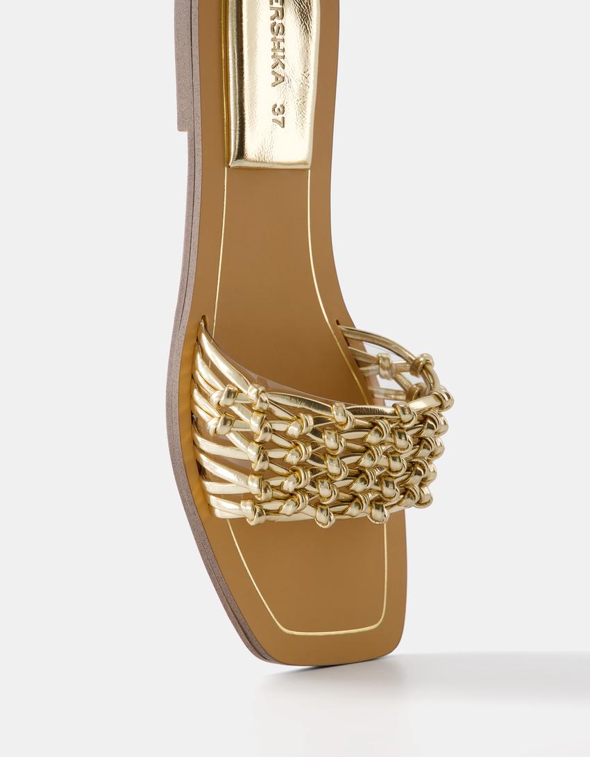 صندل مسطح وممعدن بعقدة-ذهبي-1