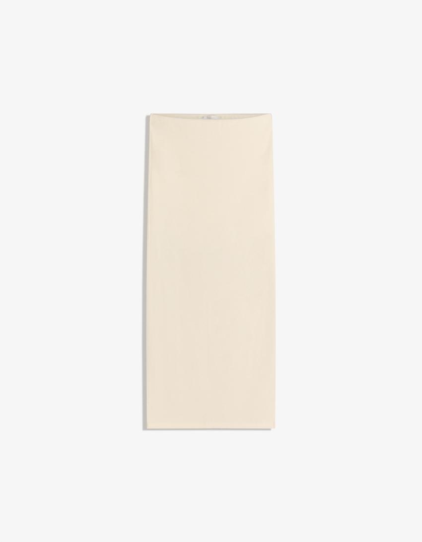 Soft knit midi skirt-Cream