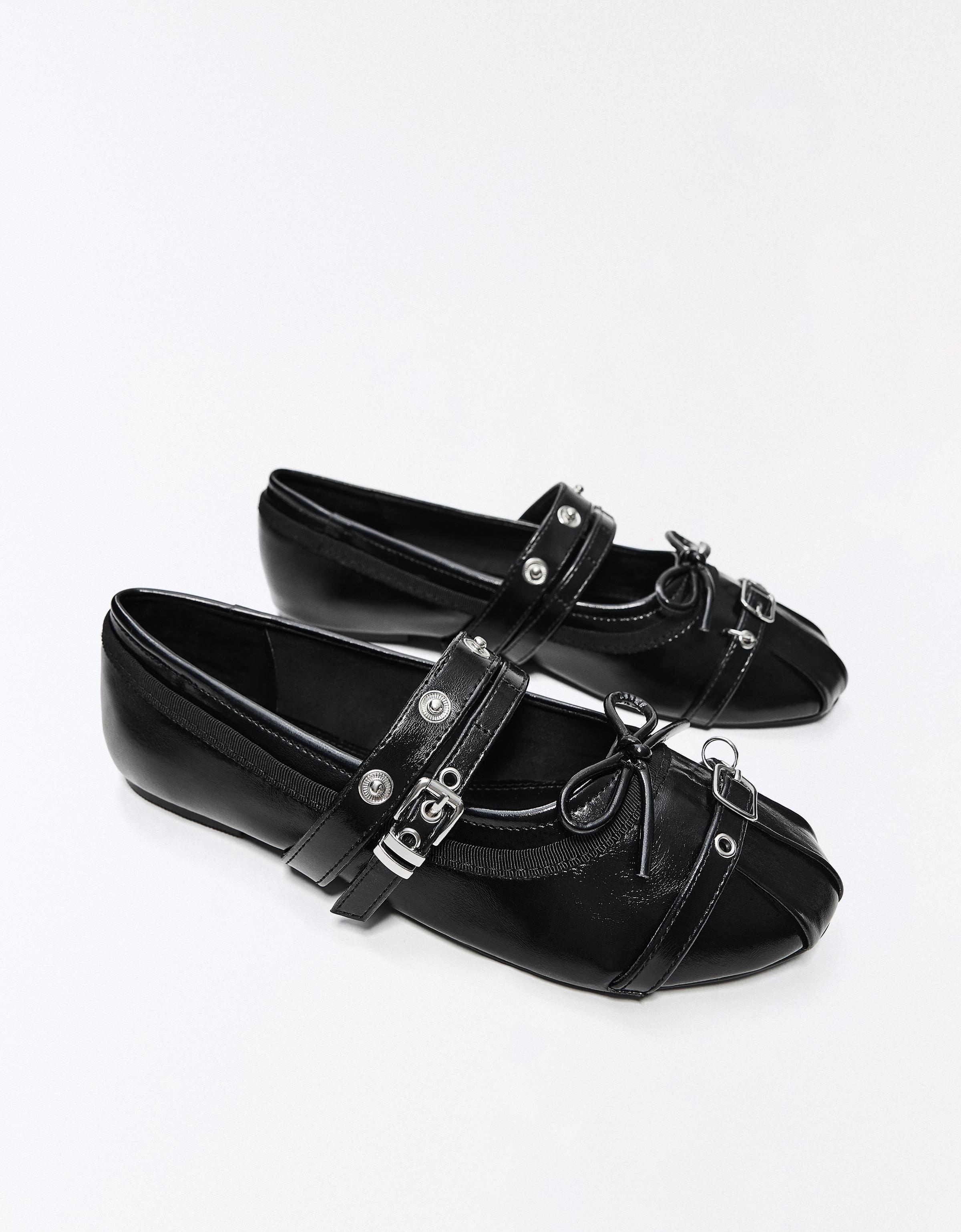 Studded ballet flats — BLACK