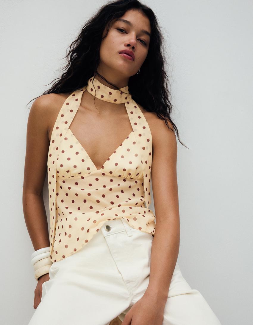 Strappy scarf top-Yellow