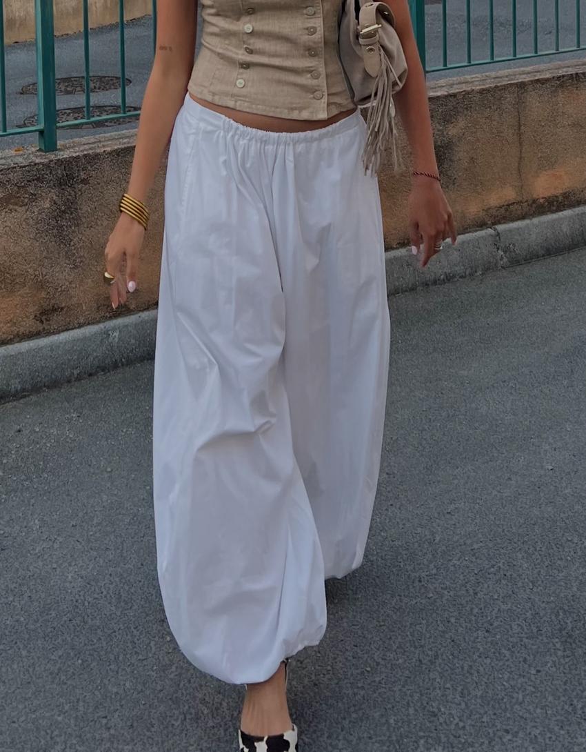 Poplin bloomer trousers-White