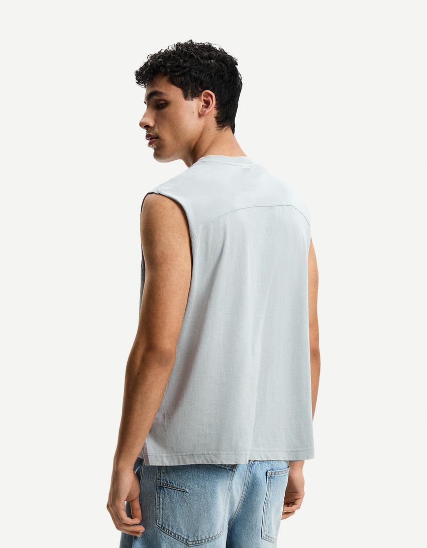 Tricou fără mâneci-Gri-1