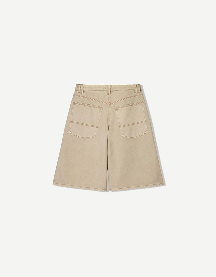 Calções bermuda jort denim-Areia