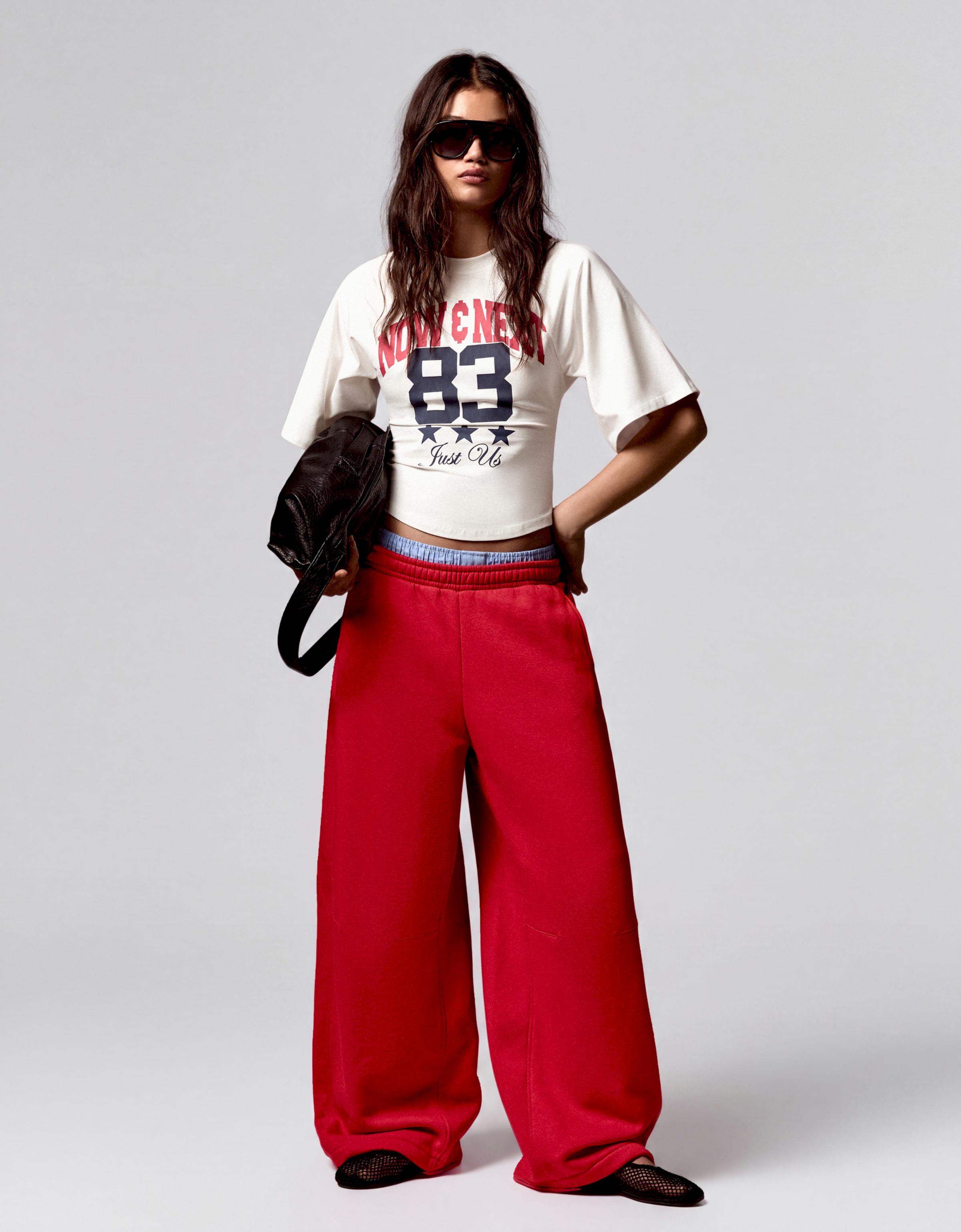 Plush parachute trousers — Red