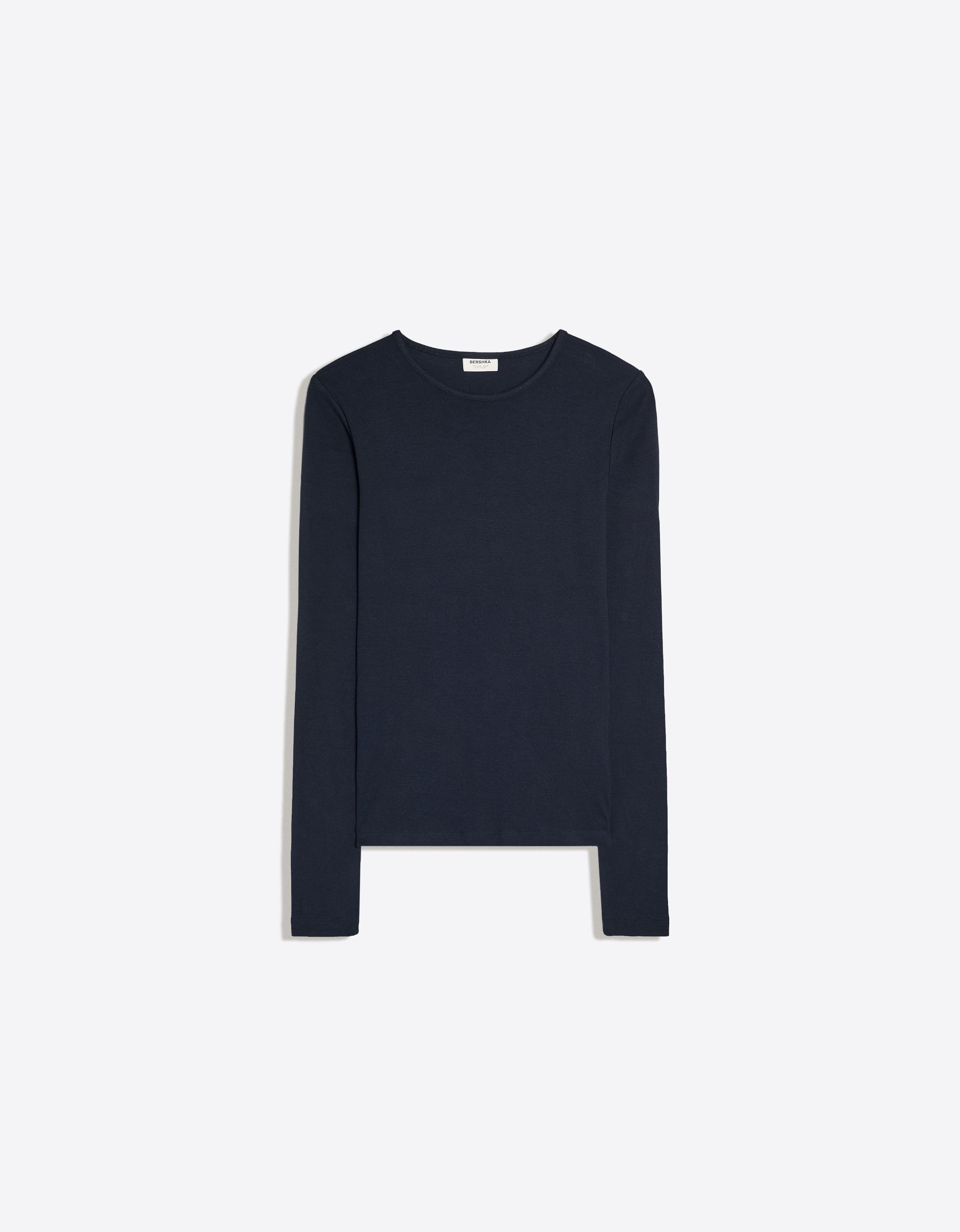 Round neck long-sleeve T-shirt — Navy