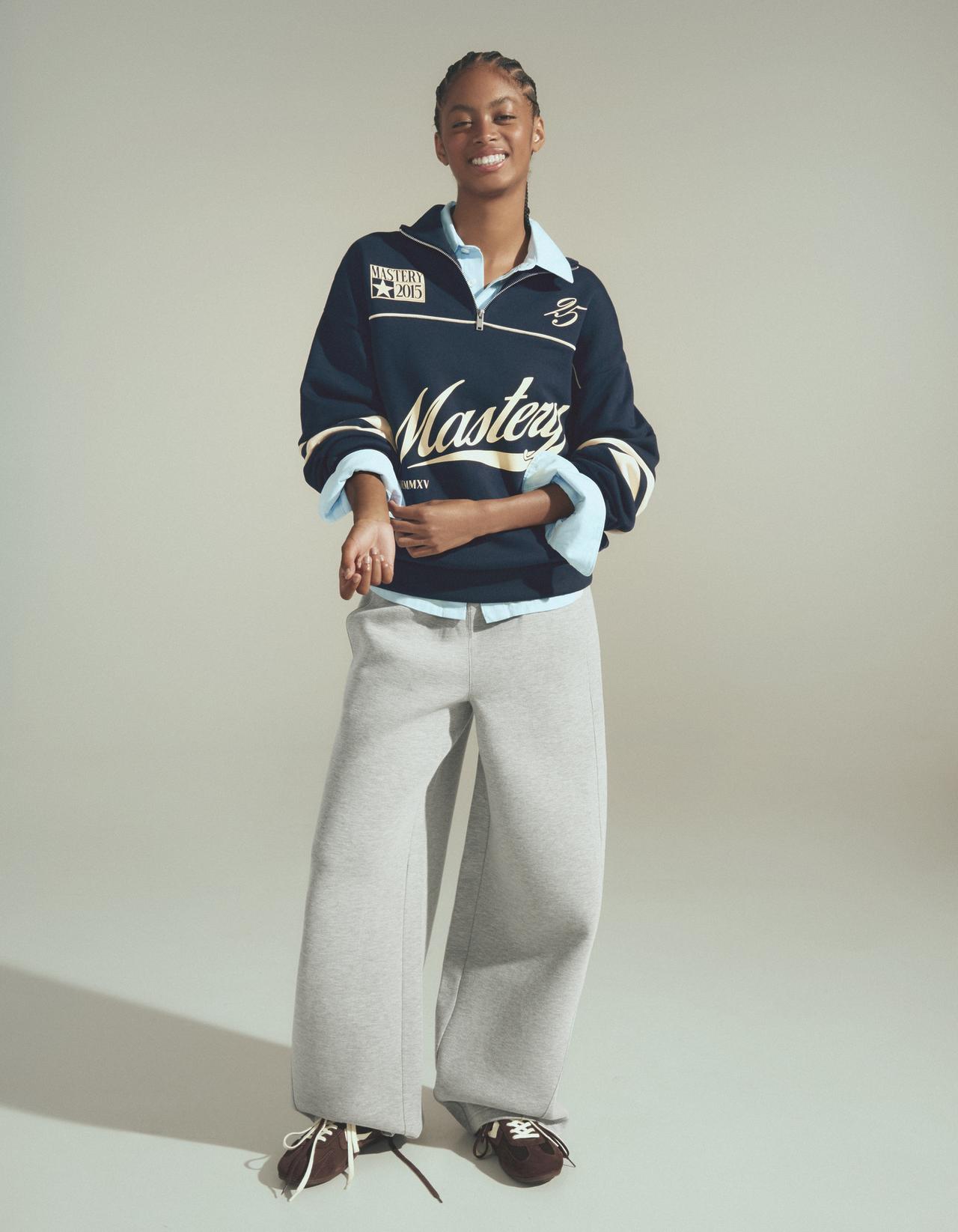 Printed half-length zip sweatshirt — Navy