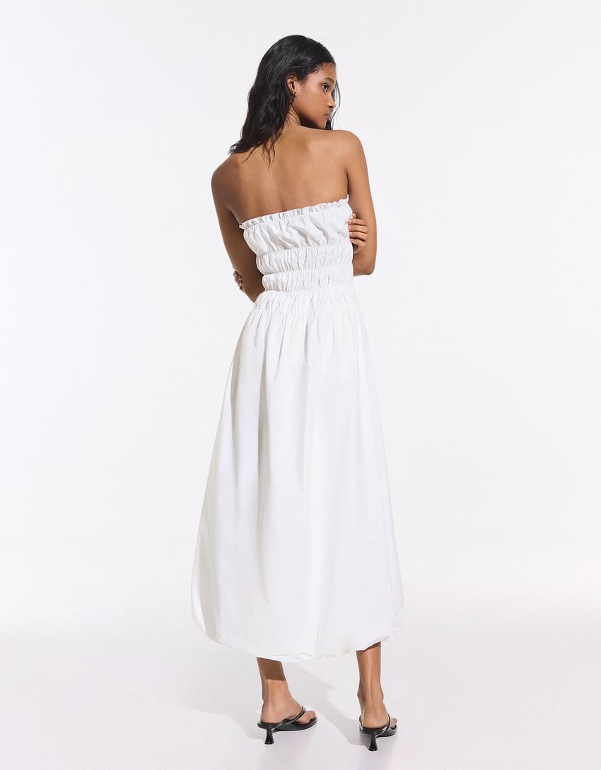 Robe maxi popeline-Blanc