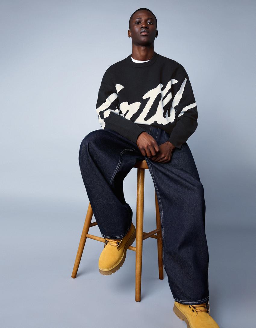 Sweater padrão-Preto