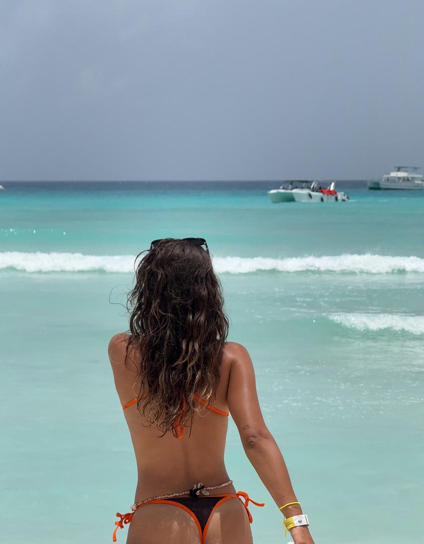 Bas de bikini contrastant-Marron