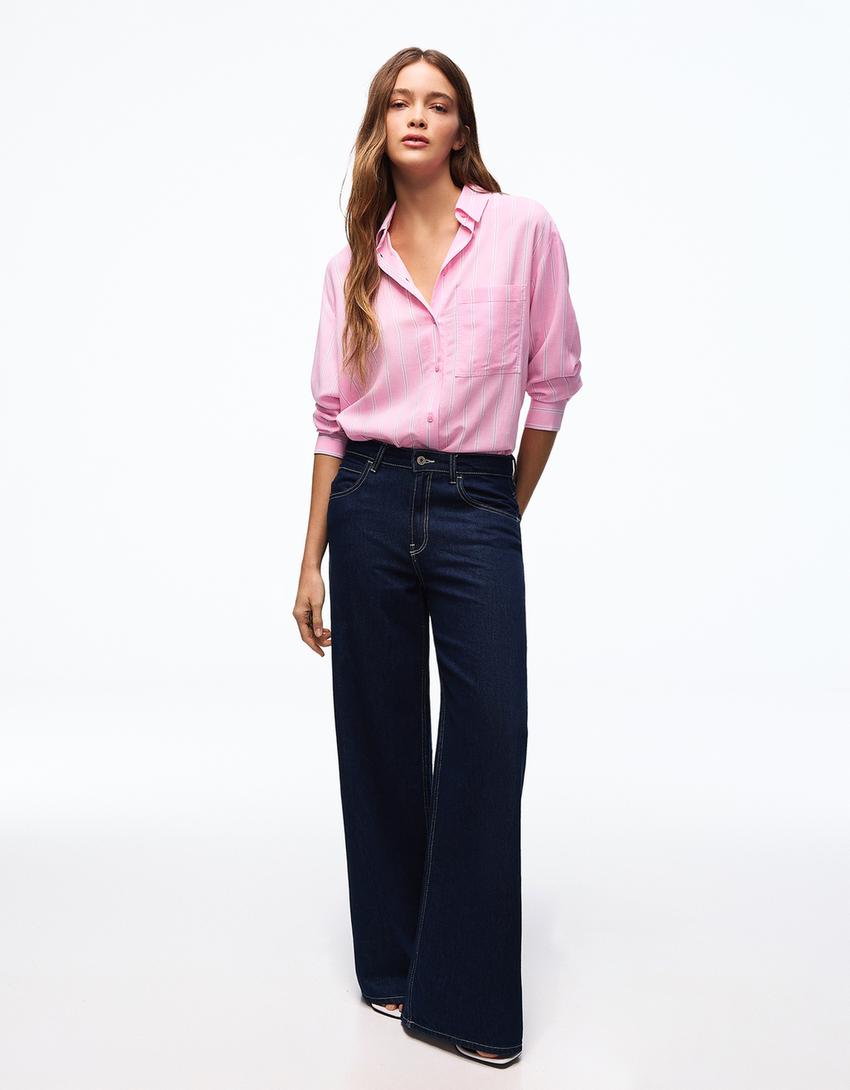 Chemise oversize fluide-Fuchsia