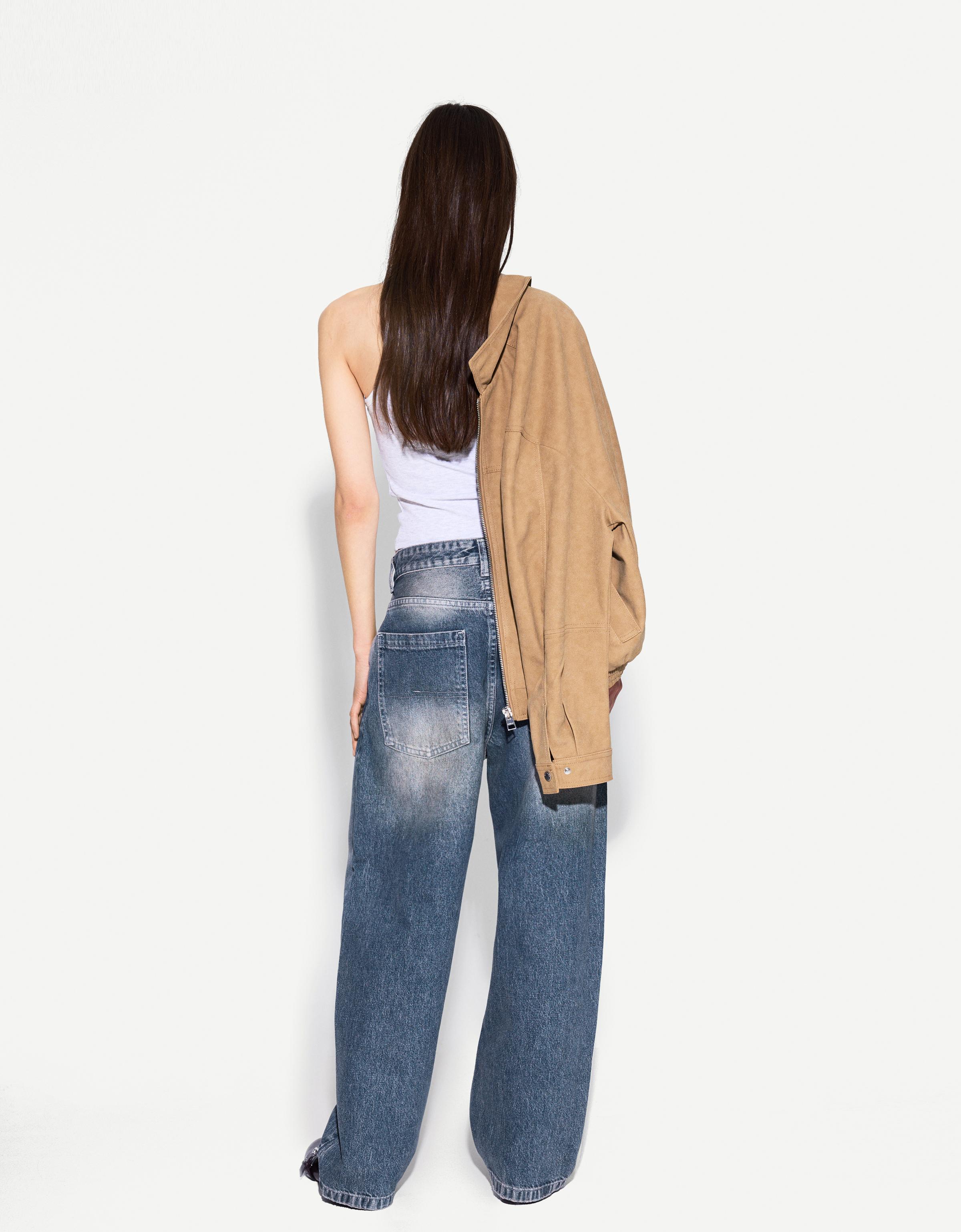 Bershka Skaterjeans Mit Weitem Bein Damen 36 Blau