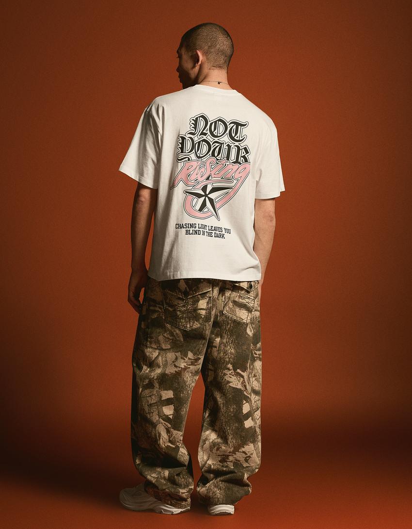 T-shirt manches courtes imprimé-Blanc