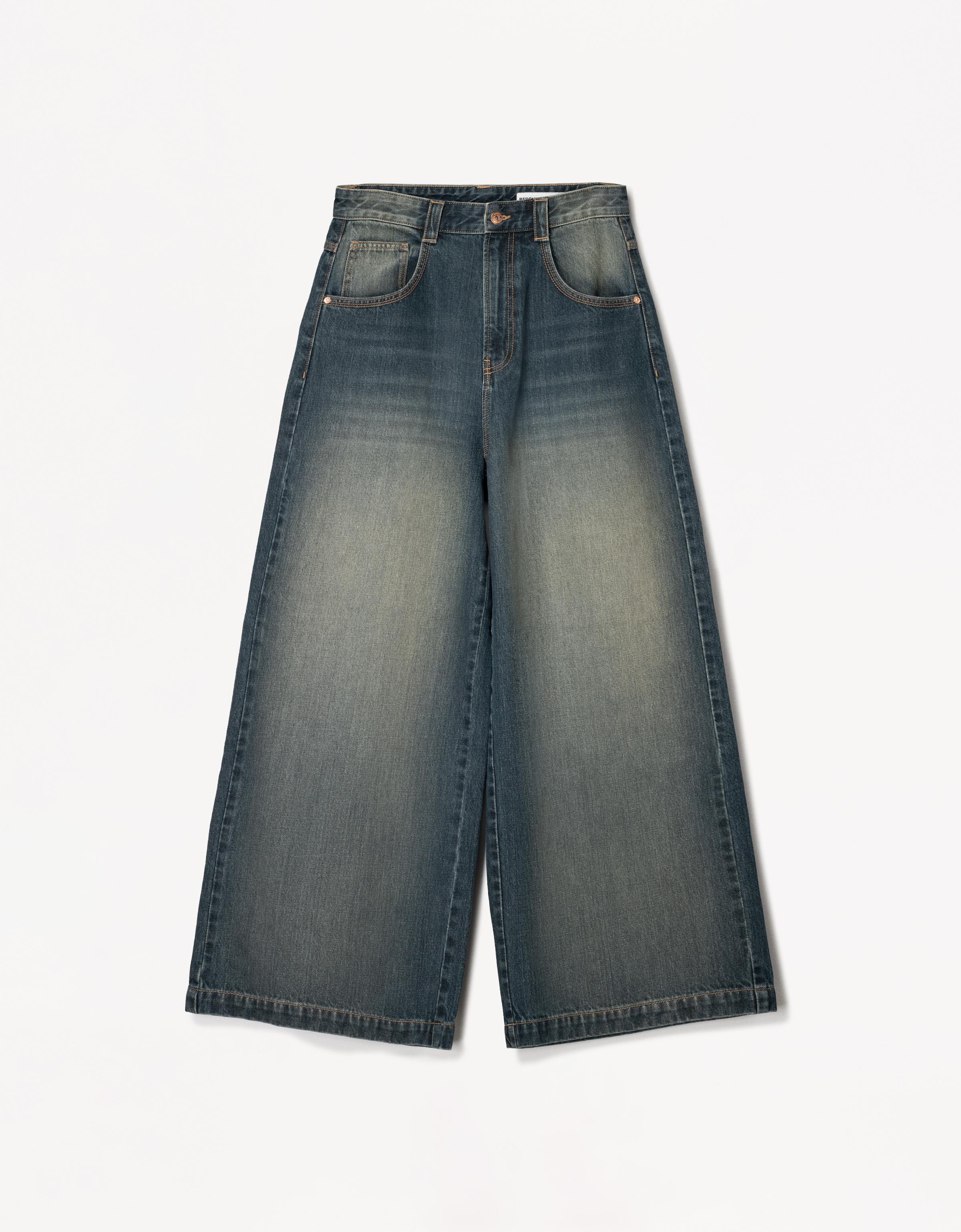 Bershka Superbaggy-Jeans Herren 36 Grün