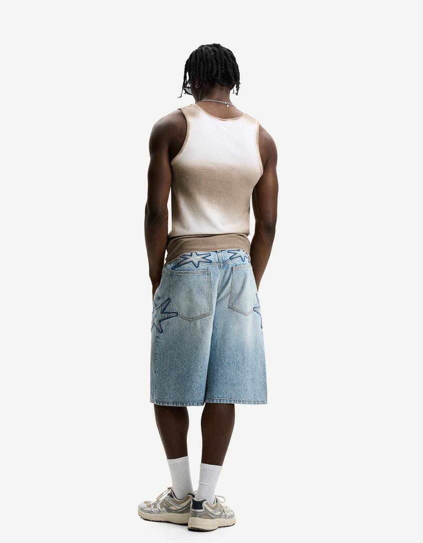 Bermuda jorts with star patches
