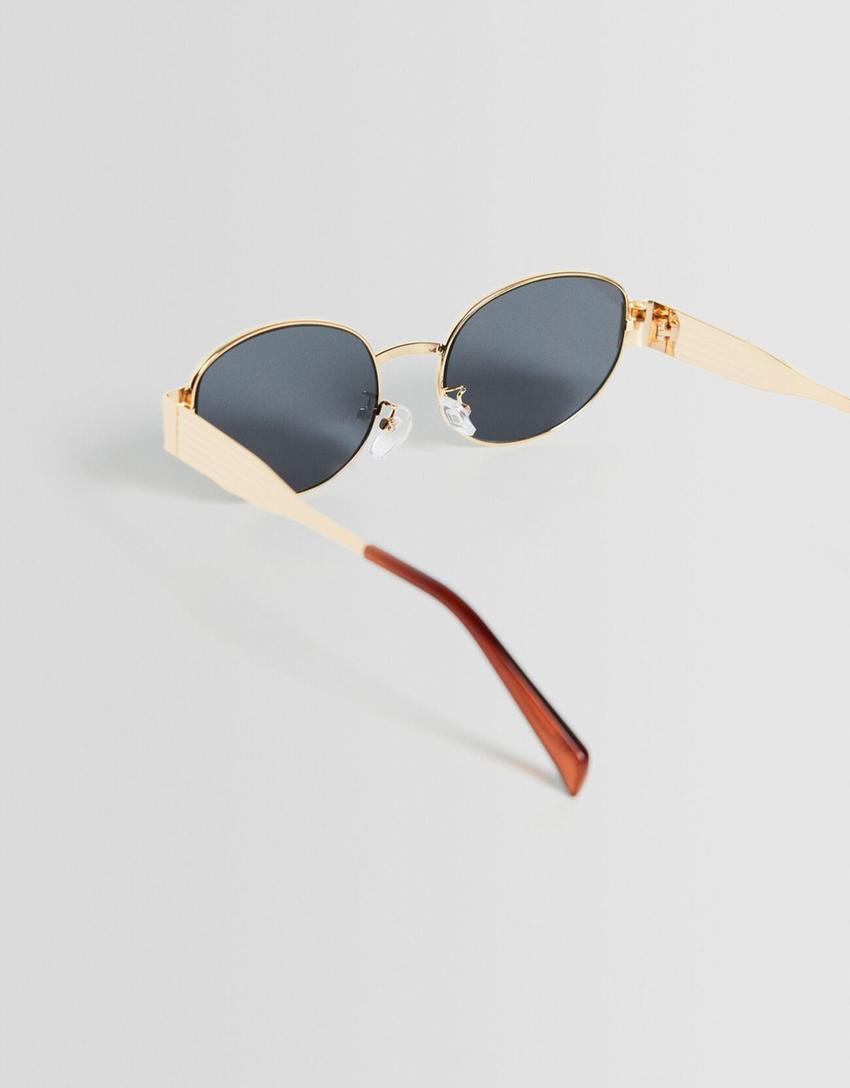 Ovale Sonnenbrille mit Metallgestell-Gold-4
