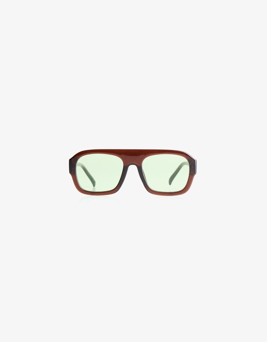 Lunettes à monture en plastique-Vert-1