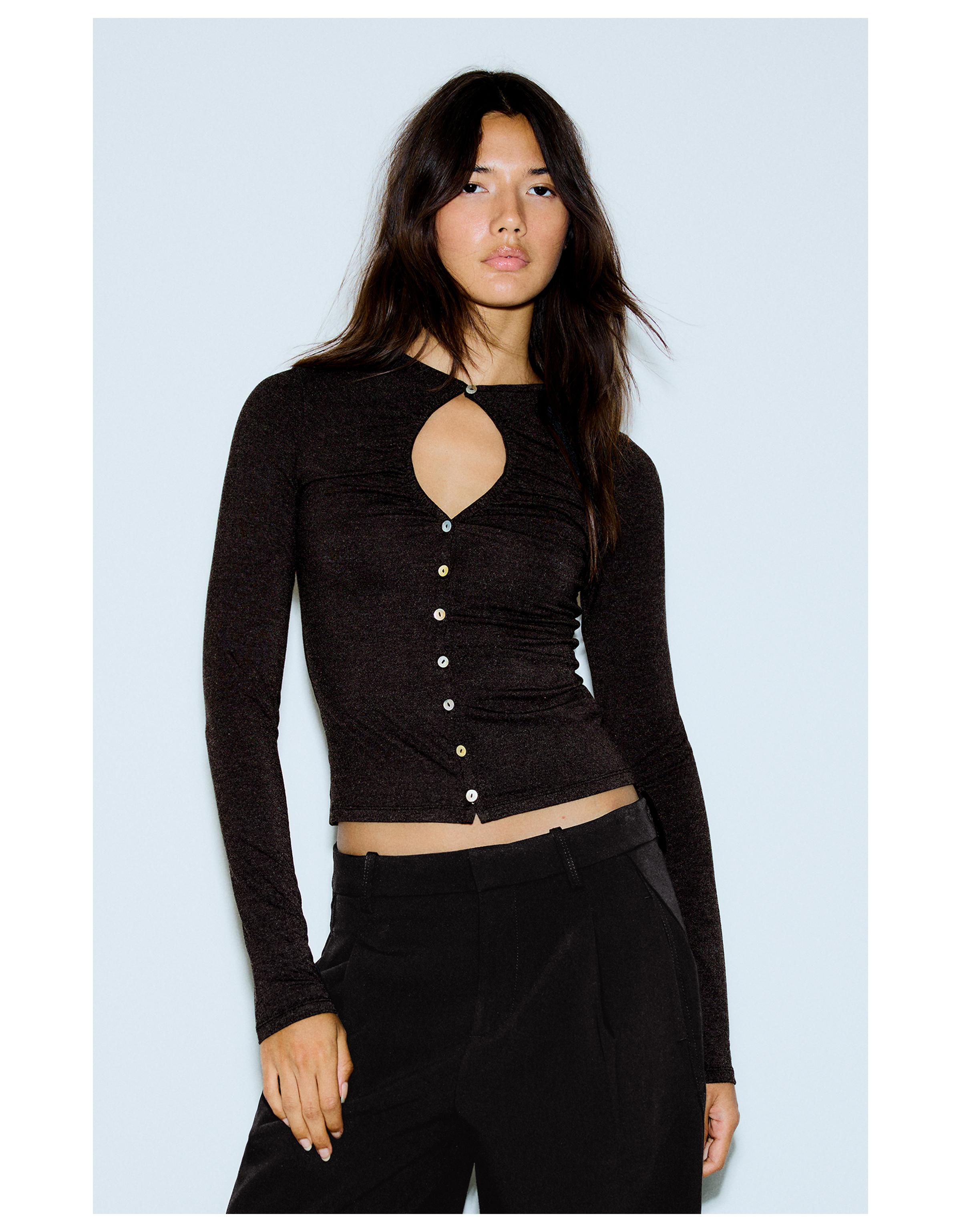Jacket with neckline split — Grey